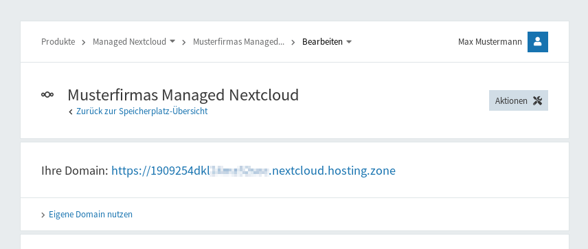 Domain mit Managed Nextcloud verknüpfen