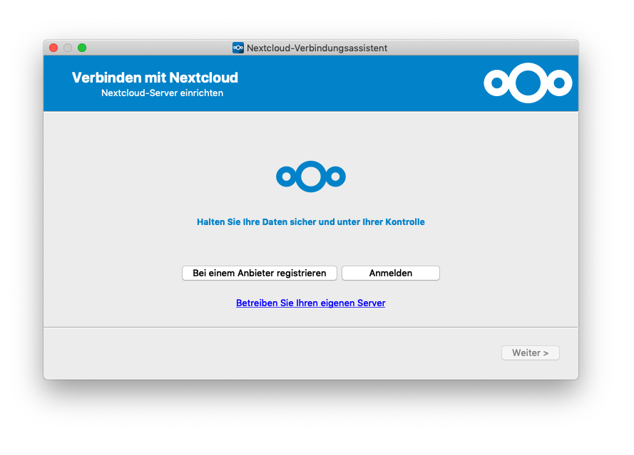 Einrichtung von Nextcloud Desktop
