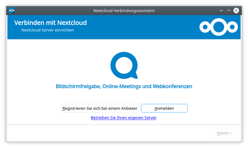 Einrichtung von Nextcloud Desktop